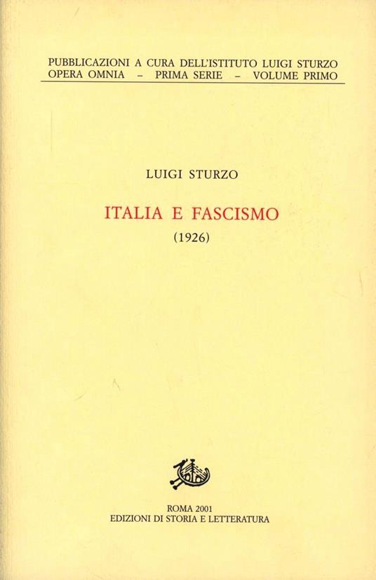 Italia e fascismo (1926) - Luigi Sturzo - copertina