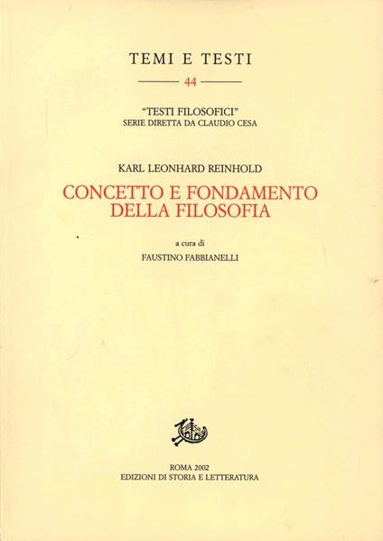 Concetto e fondamento della filosofia - Karl Leonard Reinhold - copertina