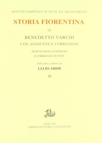 Storia fiorentina. Vol. 3 - Benedetto Varchi - copertina