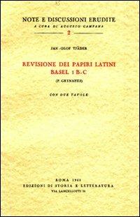 Revisione dei papiri latini Basel I B-C (P. Grynaeus) - Jan-Olof Tjäder - copertina