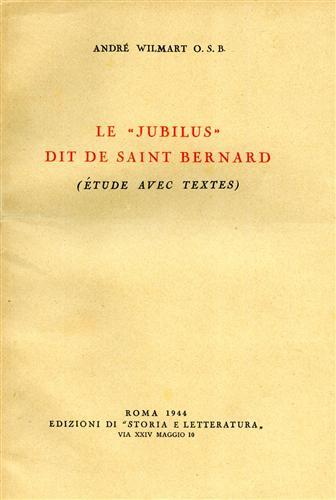 Le Jubilus dit de saint Bernard (Étude avec textes) - André Wilmart - copertina