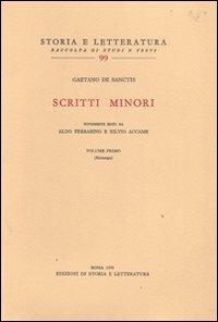 Scritti minori. Vol. 1 - Gaetano De Sanctis - copertina