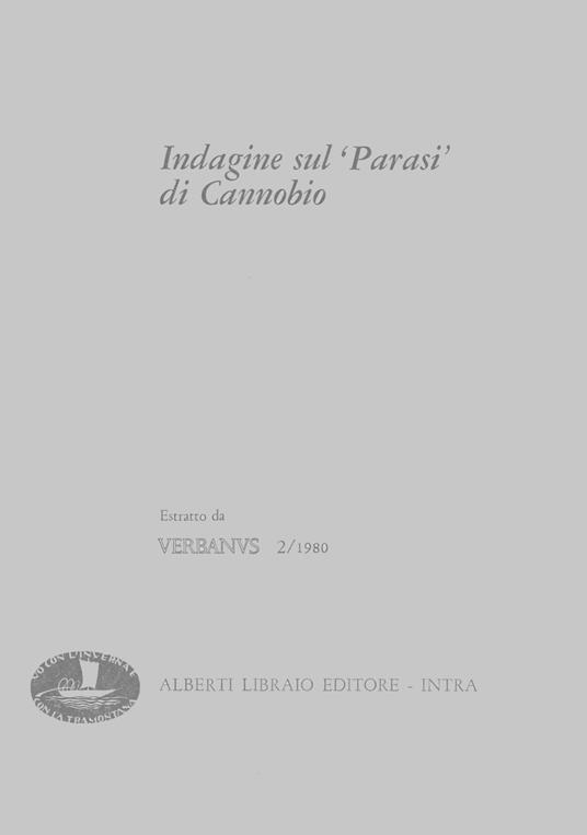 Indagine sul «Parasi» di Cannobio - G. Colosi,Arturo Fragni - copertina