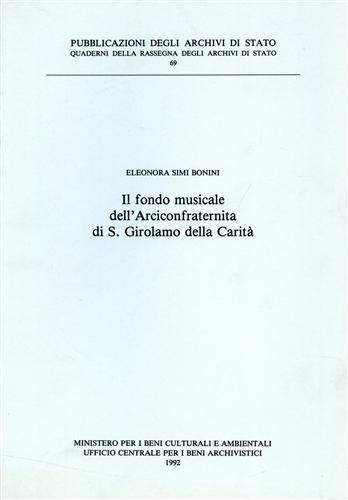 Il fondo musicale dell'arciconfraternita di San Girolamo della carità - Eleonora Sini Bonini - copertina