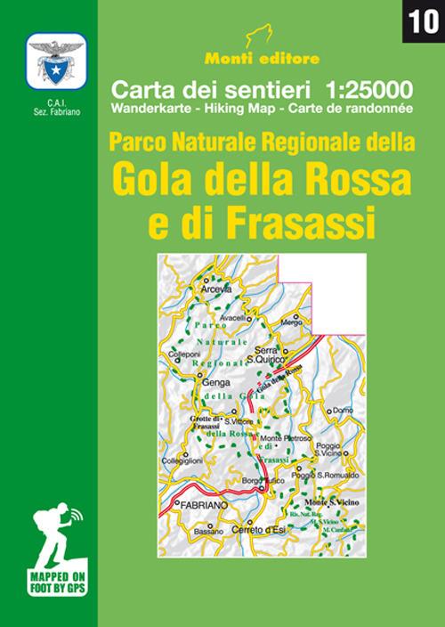 Parco Naturale Regionale della Gola della Rossa e di Frasassi. Carta dei sentieri 1:25.000. Ediz. multilingue - copertina