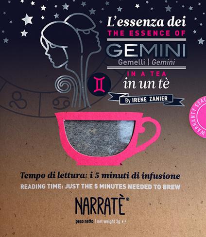 L'essenza dei Gemelli in un tè-The esence of Gemini in a tea. Tempo di lettura: i 5 minuti di infusione. Ediz. bilingue. Con tea bag - Irene Zanier - copertina