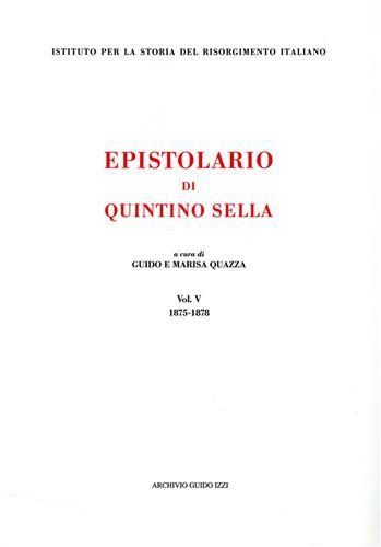 Epistolario (1875-1878) - Quintino Sella - copertina