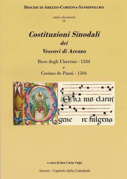 Costituzioni Sinodali dei Vescovi di Arezzo. Boso degli Ubertini - 1334, Cosimo de Pazzi - 1504 - copertina