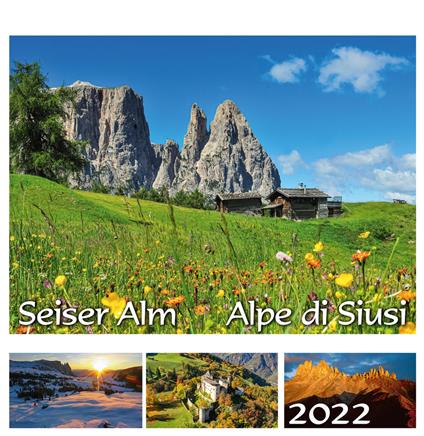 Seiser Alm Schlern-Alpe di Siusi Sciliar 2022. Postkartenkalender QF/calendario cartoline da tavolo orizzontale - Peter Malfertheiner - copertina