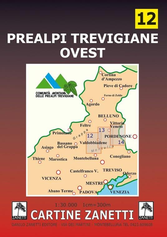 Prealpi trevigiane ovest 1:30.000. Ediz. illustrata - copertina