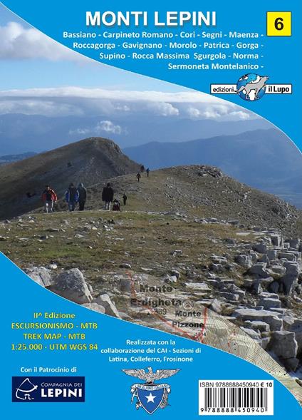 Monti Lepini. 6 MTB con carta escursionistica - edizioni il lupo srl - copertina