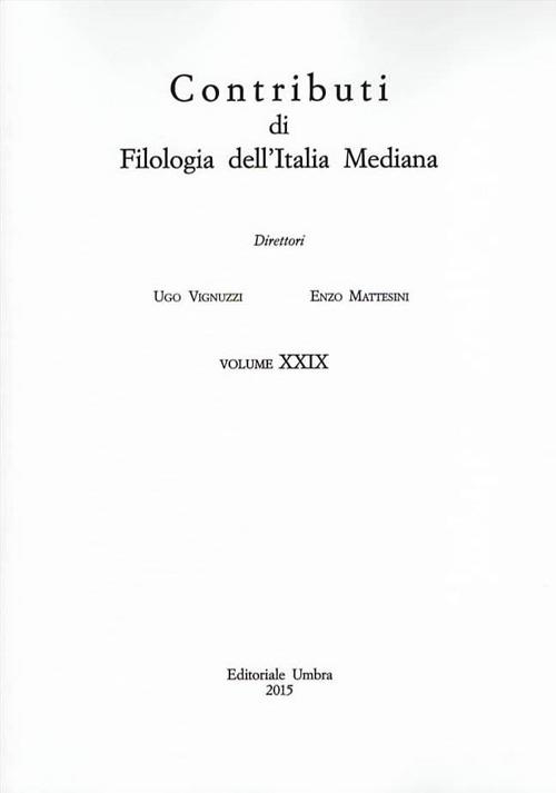 Contributi di filologia dell'Italia mediana (2015). Vol. 29 - copertina