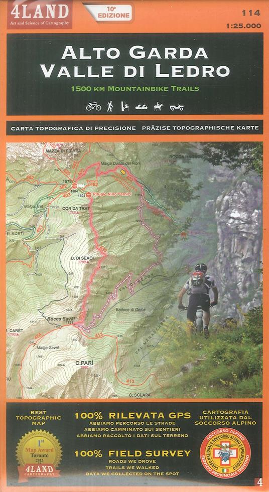 Alto Garda. Valle di Ledro. 1500 km mountainbike trails 1:25.000. Ediz. italiana, inglese e tedesca - Enrico Casolari,Remo Nardini - copertina