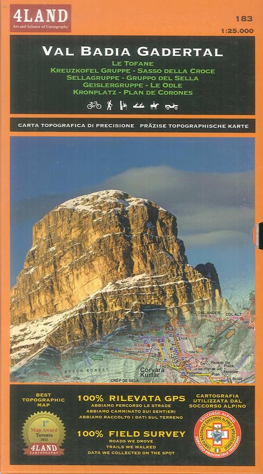 Val Badia. Le Tofane. Sasso della Croce. Gruppo del Sella. Le Odle. Plan de Corones 1:25.000. Ediz. italiana, inglese e tedesca - Remo Nardini,Enrico Casolari - copertina