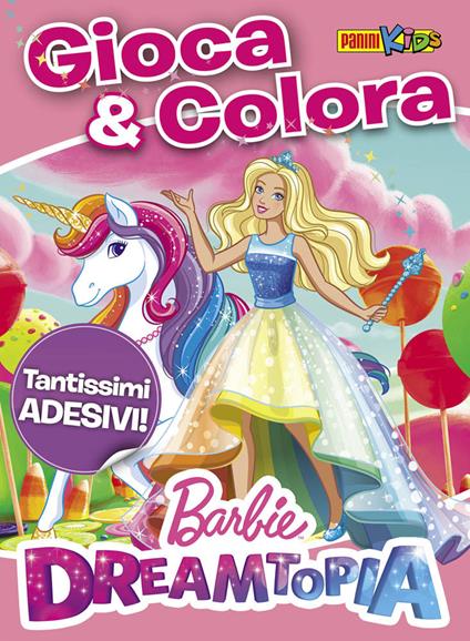 Barbie Dreamtopia. Attacca & colora. Con adesivi. Ediz. a colori - copertina