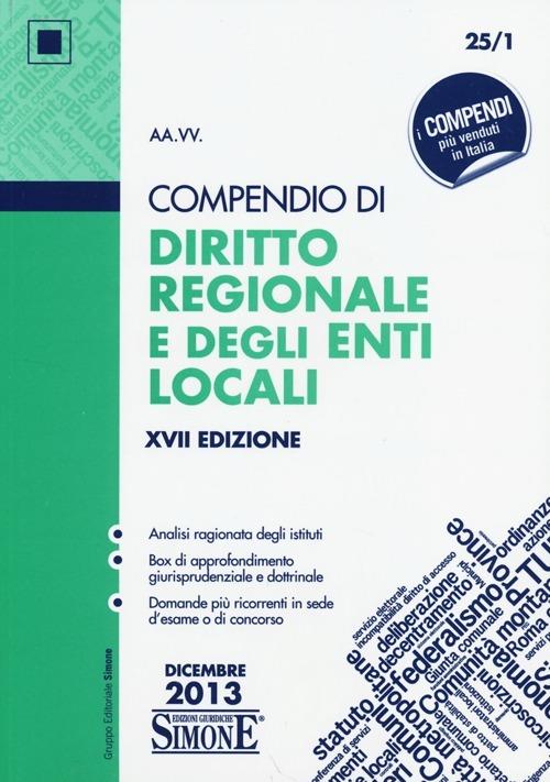 Compendio di diritto regionale e degli enti locali - copertina