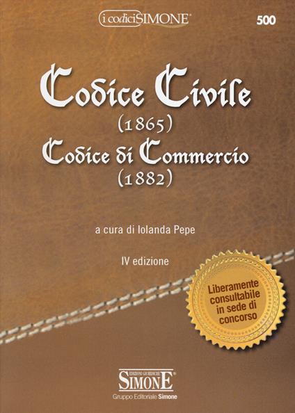 Codice civile (1865). Codice di commercio (1882) - copertina