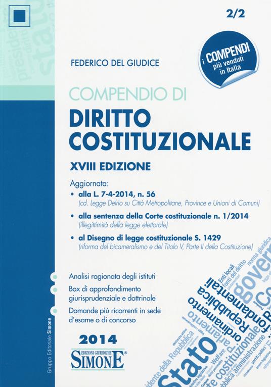 Compendio di diritto costituzionale - Federico Del Giudice - copertina