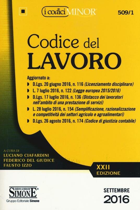 Codice del lavoro. Ediz. minore - copertina