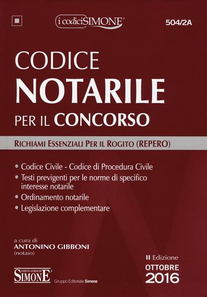 Codice notarile per il concorso. Richiami essenziali per il rogito (REPERO) - copertina