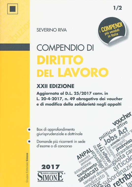 Compendio di diritto del lavoro - Severino Riva - copertina