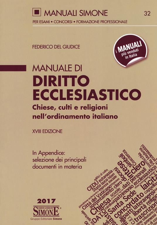 Manuale di diritto ecclesiastico. Chiese, culti e religioni nell'ordinamento italiano - Federico Del Giudice - copertina