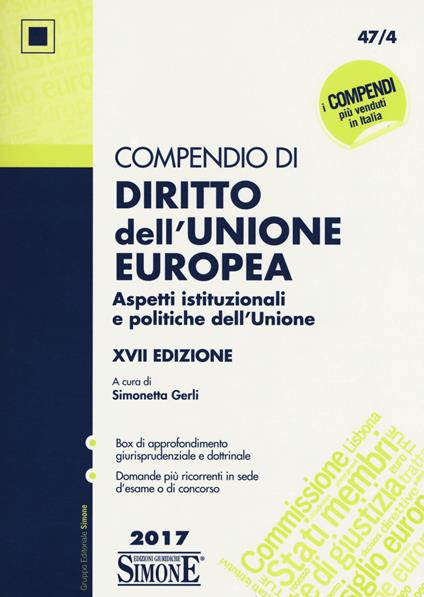 Compendio di diritto dell'Unione Europea. Aspetti istituzionali e politiche dell'Unione - copertina