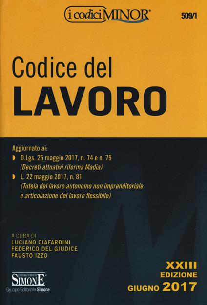 Codice del lavoro. Ediz. minore - copertina