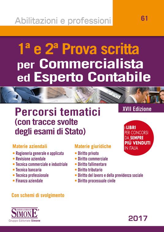 1ª e 2ª prova scritta per commercialista ed esperto contabile. Percorsi tematici (con tracce svolte degli esami di Stato) - copertina