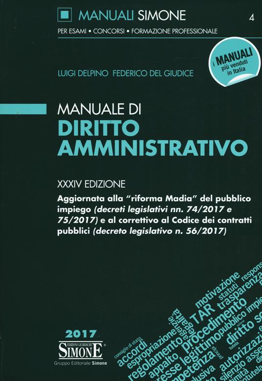 Manuale di diritto amministrativo - Luigi Delpino,Federico Del Giudice - copertina