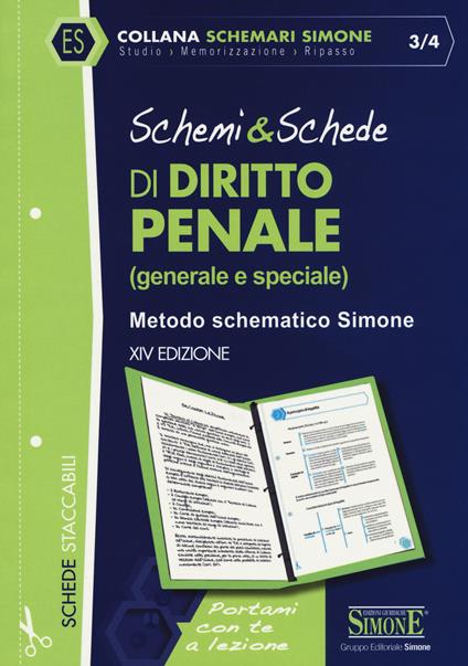 Schemi & schede di diritto penale (generale e speciale). Metodo schematico Simone - copertina