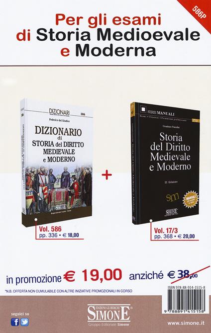 Dizionario di storia del diritto medievale e moderno-Storia del diritto medievale e moderno - Federico Del Giudice,Graziano Paradisi - copertina