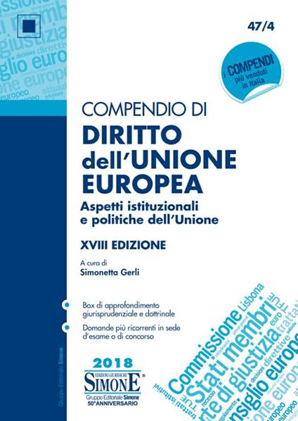 Compendio di diritto dell'Unione Europea. Aspetti istituzionali e politiche dell'Unione - copertina