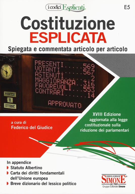 Costituzione esplicata. Spiegata e commentata articolo per articolo - copertina