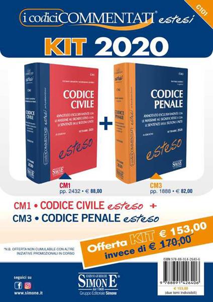 Kit 2020 - Codice Civile Esteso-Codice Penale Esteso. Annotati esclusivamente con le massime significative e con le sentenze delle Sezioni Unite - Luciano Ciafardini,Massimiliano Di Pirro,Raffaele Marino - copertina