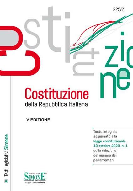 Costituzione della Repubblica Italiana. Testo integrale aggiornato alla legge costituzionale 19 ottobre 2020, n. 1 sulla riduzione del numero dei parlamentari. Ediz. minor - copertina