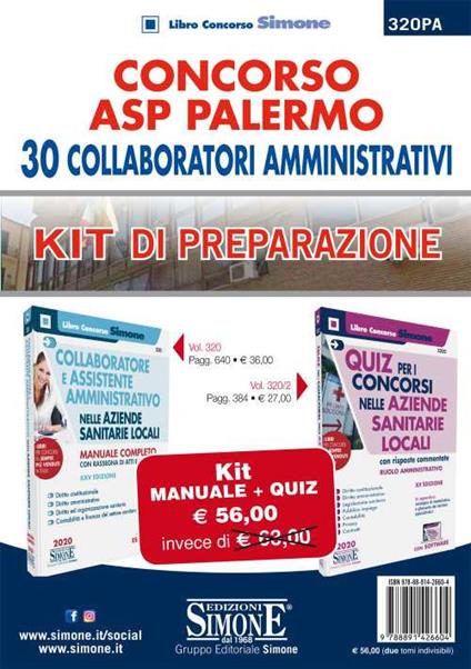 Concorso ASP Palermo. 30 collaboratori amministrativi. Kit di preparazione. Manuale + Quiz. Con espansione online. Con software di simulazione - copertina