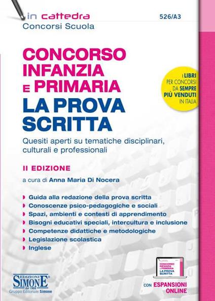 Concorso Infanzia e Primaria. La prova scritta. Quesiti aperti su tematiche disciplinari, culturali e professionali. Con espansione online - copertina