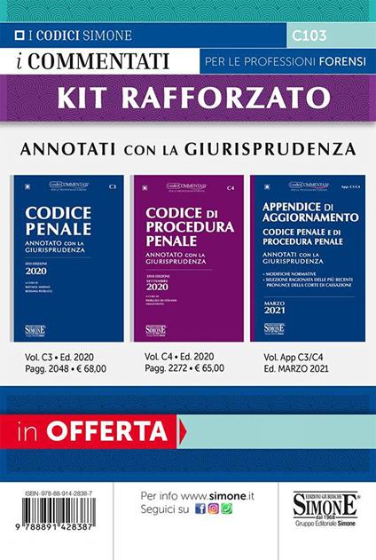 Kit orale rafforzato: Codice penale-Codice procedura penale-Appendice di Aggiornamento Marzo 2021. Annotati con la giurisprudenza - copertina