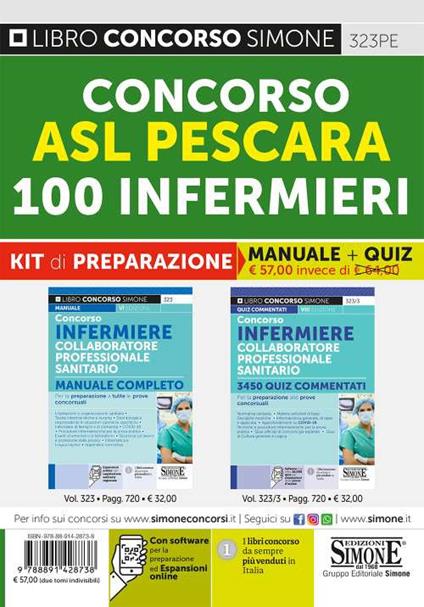 Concorso ASL Pescara. 100 CPS Infermieri. Kit di preparazione. Manuale completo-3450 quiz commentati. Per la preparazione alle prove concorsuali. Con software di simulazione - copertina