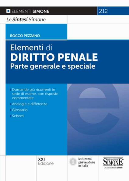 Elementi di diritto penale. Parte generale e parte speciale - Rocco Pezzano - copertina