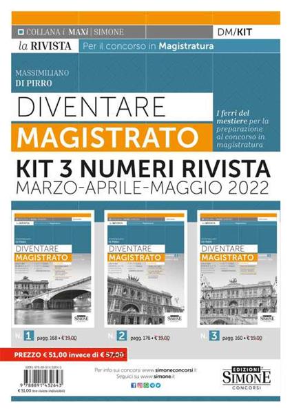 Diventare magistrato. La rivista per il concorso in magistratura. KIT 3 numeri marzo-aprile-maggio 2022 - Massimiliano Di Pirro - copertina