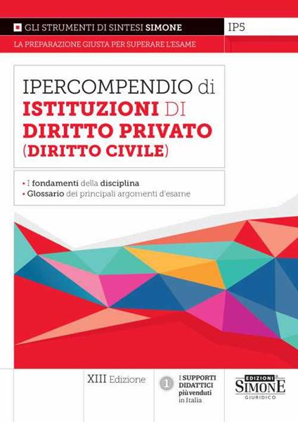 Ipercompendio di istituzioni di diritto privato (diritto civile). Fondamenti della disciplina. Glossario dei principali argomenti d'esame - copertina