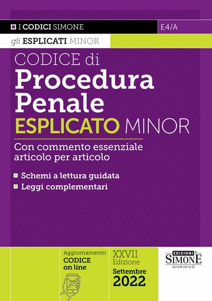 Codice di procedura penale. Esplicato minor. Con commento essenziale ai principali articoli e schemi a lettura guidata. Con espansione online - copertina