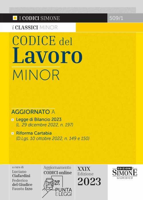 Codice del lavoro. Ediz. minore. Con aggiornamento codice online - copertina