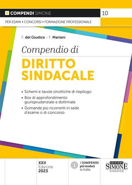 Compendio di diritto sindacale - copertina