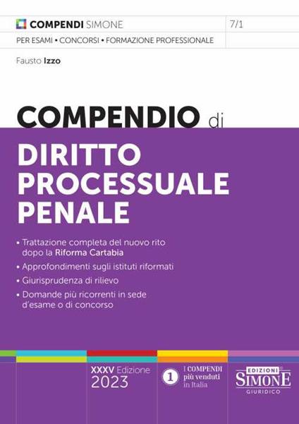 Compendio di diritto processuale penale - Fausto Izzo - copertina