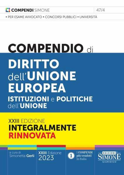 Compendio di diritto dell'Unione Europea. Aspetti istituzionali e politiche dell'Unione - copertina