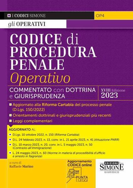 Codice di procedura penale operativo. Annotato con dottrina e giurisprudenza - copertina