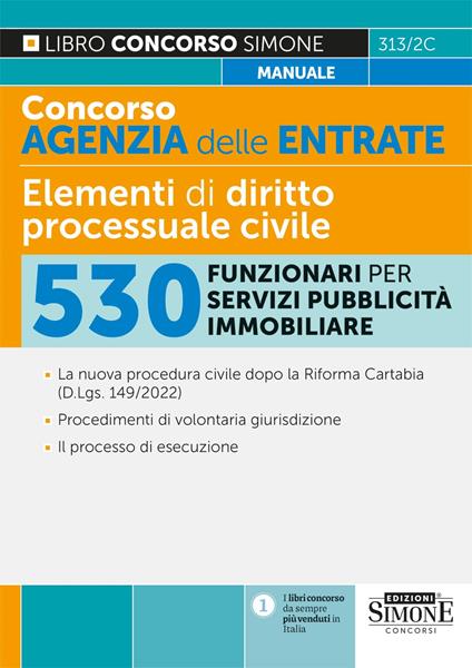 Concorso agenzia delle entrate. Elementi di diritto processuale civile. 530 funzionari per servizi pubblicità immobiliare - copertina